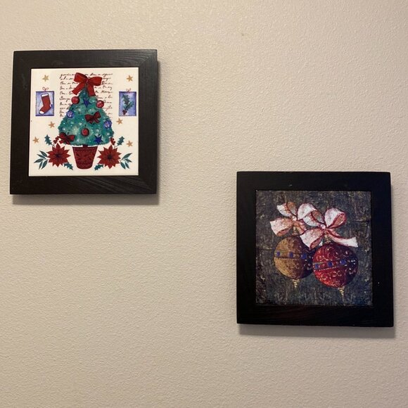 Pair of Holiday Prints with Wooden Frames - Picture 3 of 9